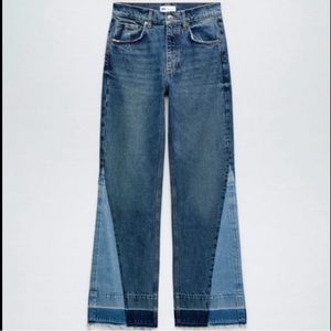 Zara wide leg jeans patchwork denim pants size 6